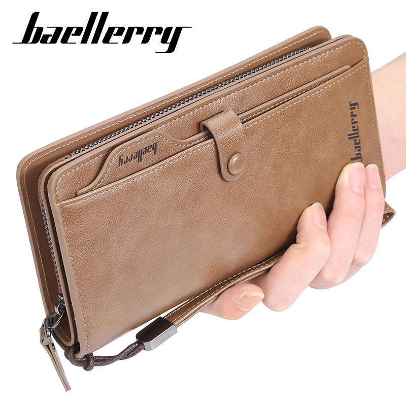 Men'S Hand Bag Business Multi Card License Mobile Phone Bag Large Capacity Buckle Wallet