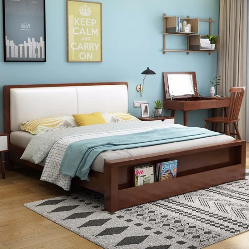 Nordic Database Modern Simple 1.8 / 1.5 meter bed bedroom leather art softly high box storage bed factory direct sales