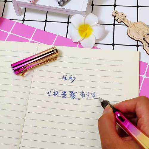 Creative colorful pen with replaceable ink bag pen set for students special for calligraphy practice and positive posture pen internet celebrity stationery wholesale