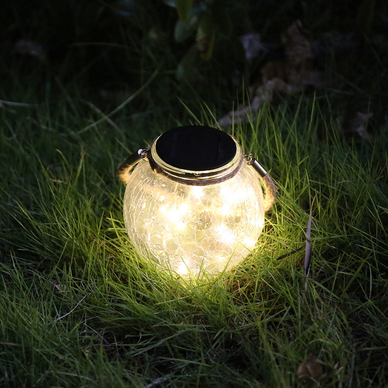 亚马逊跨境LED太阳能灯创意碎玻璃吊灯户外灯花园地摊圣诞装饰灯