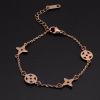 Golden fashionable summer ankle bracelet stainless steel, Korean style, simple and elegant design, pink gold, does not fade