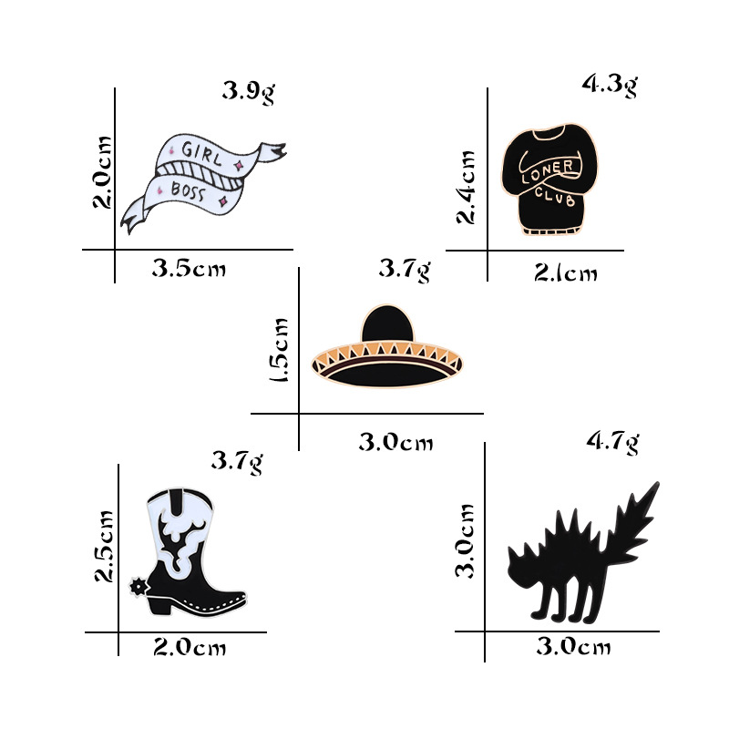 8g Weight Brooches Classification Holiday, Daily Occasion Alloy Material hat, Cat, Boots Pattern Unisex Gender Enamel Design Cartoon Style Style Cartoon Style Pin Hat Cat Boots Alloy Enamel Unisex Brooches 8