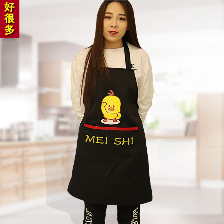 【包郵】防水圍裙定制做廚房女卡通防油居家廣告滌棉麻布成人罩衣