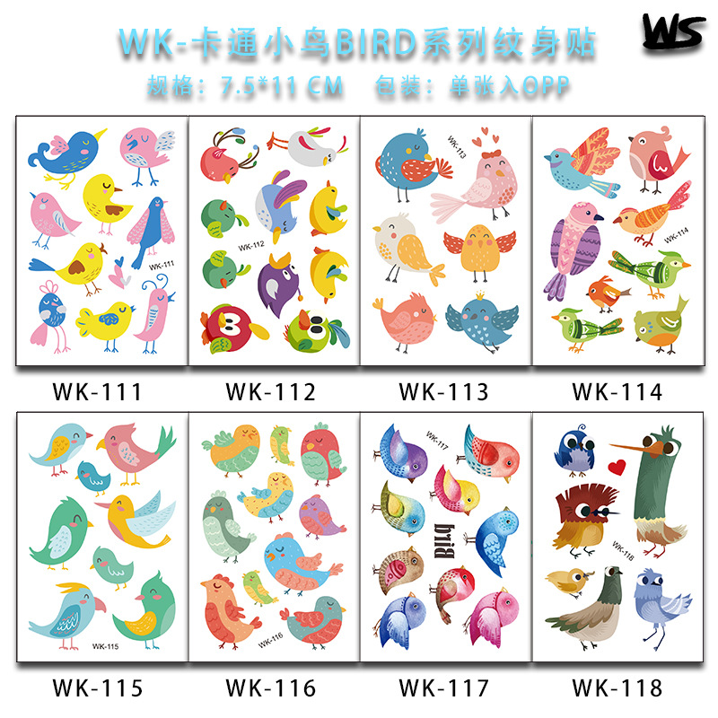 Tatuajes Temporales Infantiles de Pájaros de Papel para Niños image 6