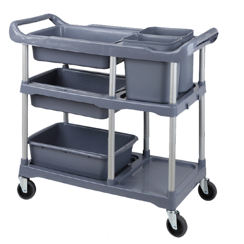 餐车小推车多功能塑料移动酒店饭店餐厅商用三层送收餐收碗手推车