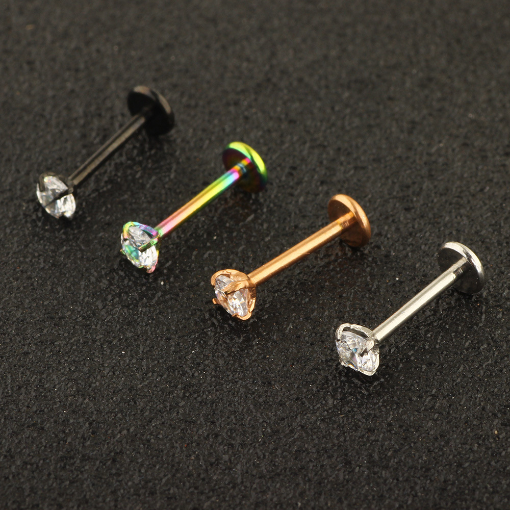 Fashion Rhombus Stainless Steel Inlay Ear Studs 1 Piece