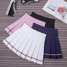 条纹百褶裙2019秋冬新款短裙日系jk制服少女裙chi学院风甜美裙子