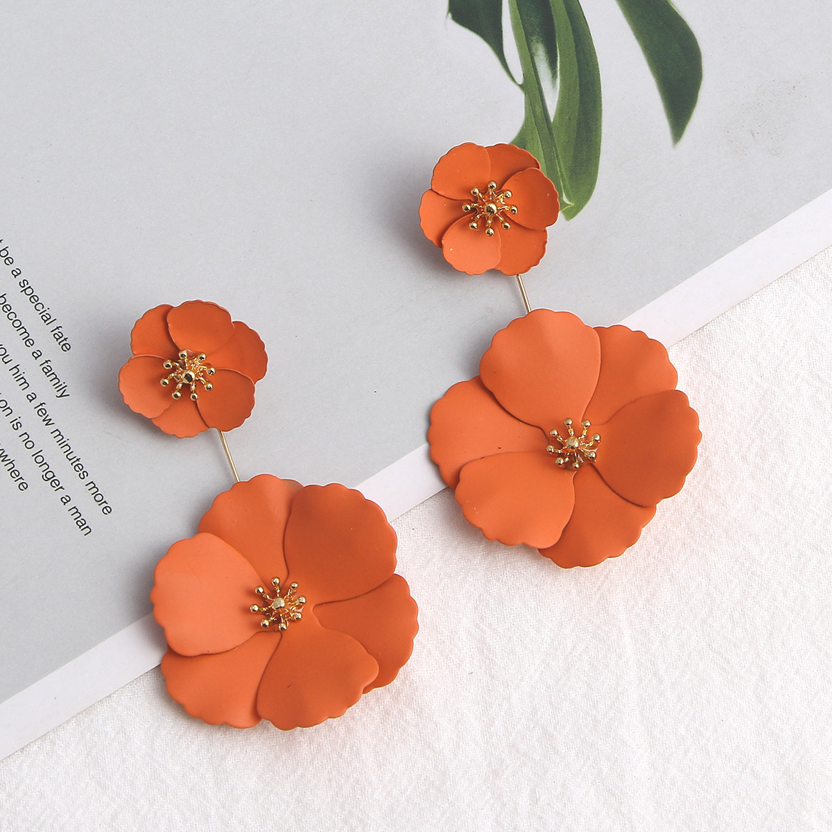 1 Pair Fashion Flower Metal Stoving Varnish Women's Drop Earrings display picture 2