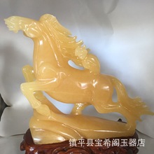 米黄玉摆件马玉马礼品摆件