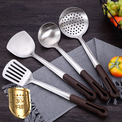 木纹把304不锈钢锅铲厨具套装锅铲勺子煎铲漏勺送礼盒套装4件套