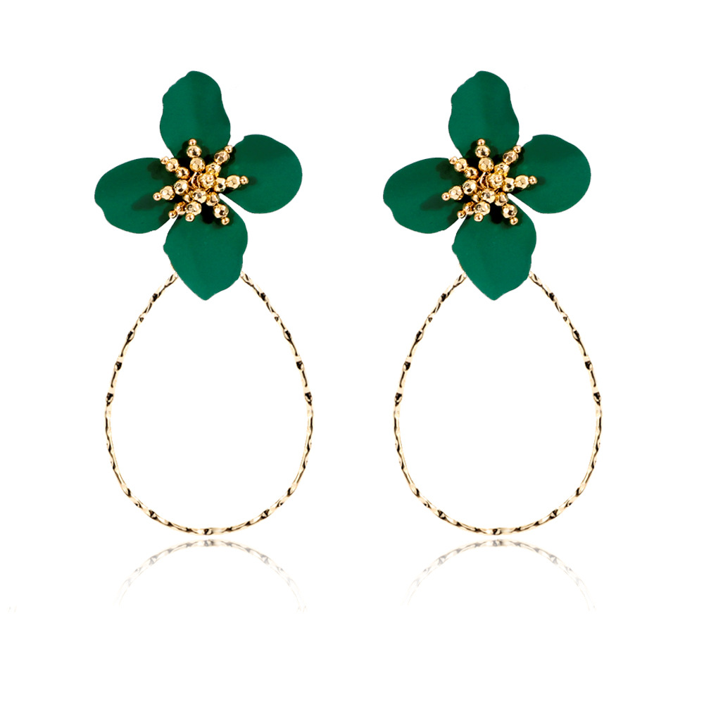 Fashion Flower Alloy Stoving Varnish Women's Drop Earrings 1 Pair display picture 1