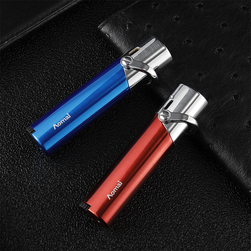 AM7204 long brushed straight lighter creative personality portable inflatable pipe cigar
