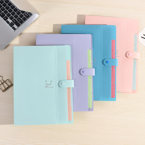 Candy-colored folder multi-layer insert 5-into A4 folder file bag accordion bag test paper file storage bag