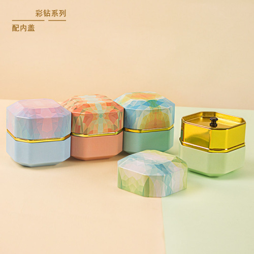 Portable tea tin can octagonal candle flower tea can universal candy box packaging sealed tin box tea can