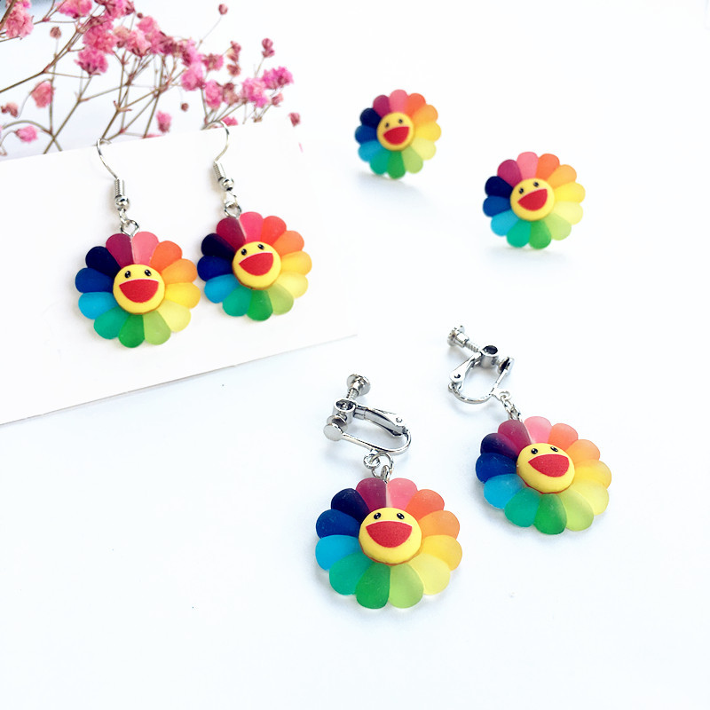 1 Piece 1 Pair Cartoon Style Flower Resin Women's Ear Clips Ear Studs Ear Hook display picture 1