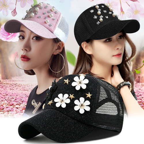 Bright silk hat fashion female summer sequins on drill breathable baseball cap is prevented bask in sun hat the outdoor cap