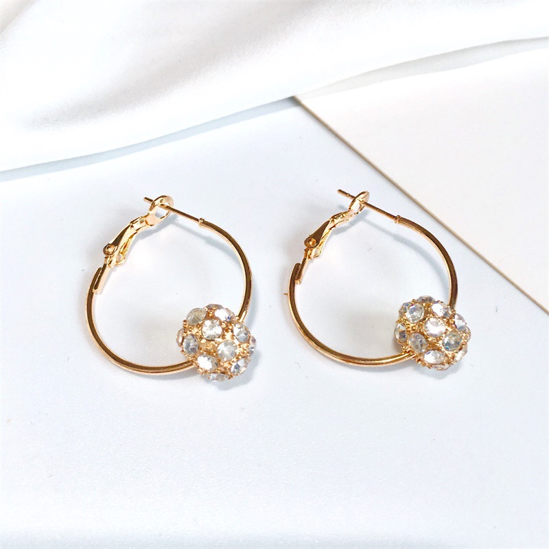 Korean Crystal Ball Ball Earrings Colored Diamonds Lucky Ball Transfer Beads Earrings Ear Jewelry display picture 2