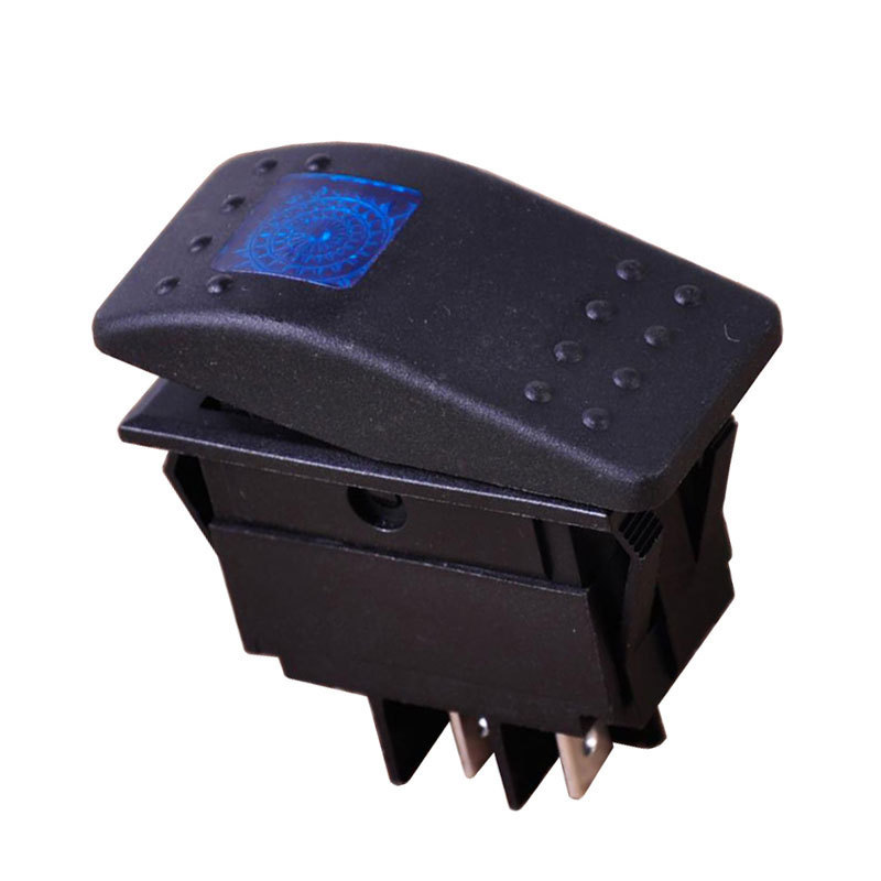 汽船仪表防水摇臂形拨动开关 12V4Pin带蓝灯汽车改装开关 KSW-77D
