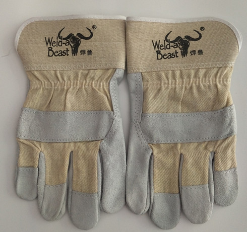 焊兽牛二层短皮手套 焊工耐用防护手套 耐用防滑 劳保手套
