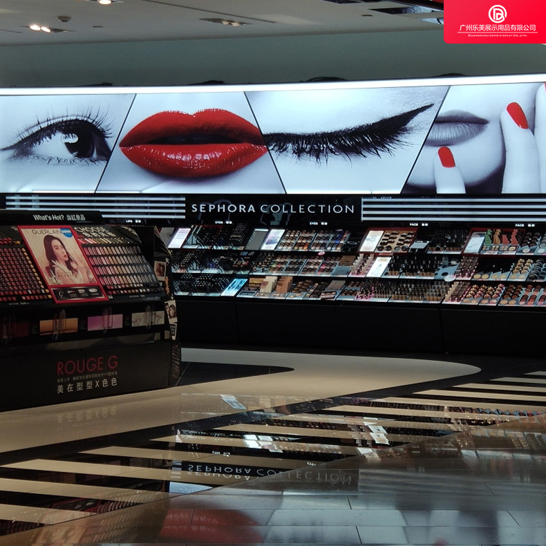 厂家定制高端化妆品展示架 展示用柜 高柜 背柜中岛柜玻璃用柜