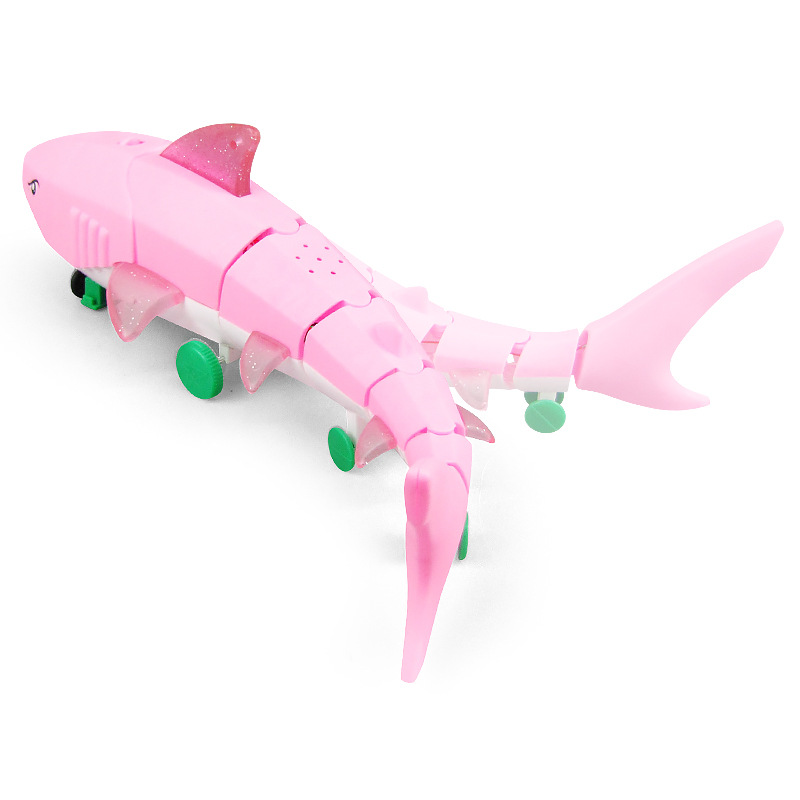 Tiktok mismo estilo Internet celebridad correa de tiburón eléctrico luz música automático caminar puesto Venta caliente niños juguetes al por mayor