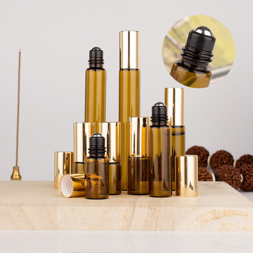 High-quality 23,510ml brown light-proof control steel ball small sample, coated with tea-colored rolling ball essential oil, refillable empty bottle