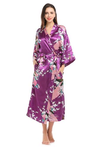 Peacock kimono clothing yukata for women girls Extended Pocket Summer Home Pajamas Cardigan Sexy Nightdress