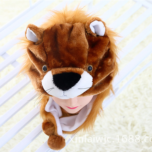 Factory direct sales plush cartoon animal hats, simulated animal hats, warm ear protection hats, children's performance props
