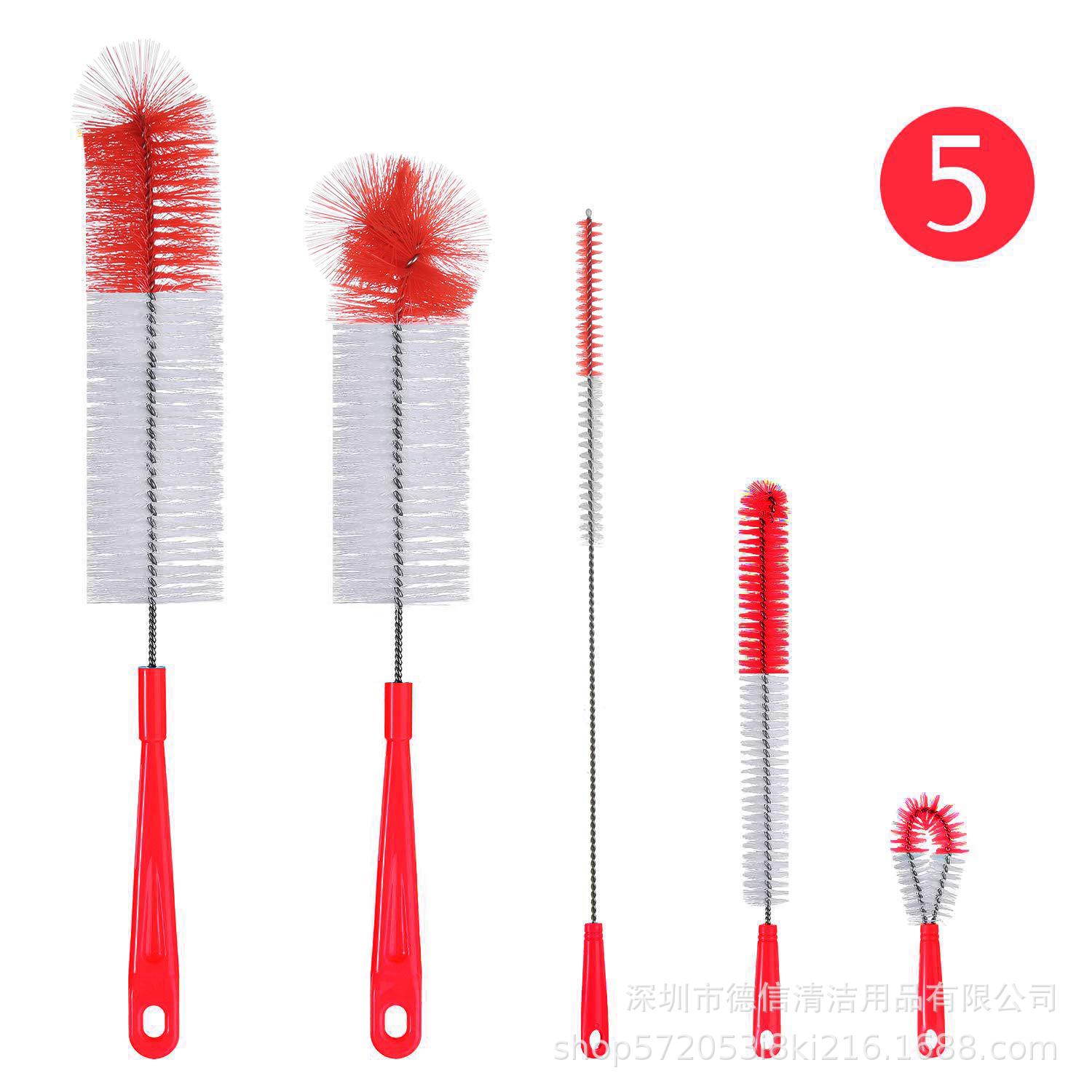 Bottle Cleaning Brush 5-piece Set - Long Water Bottle and Straw Cleaning Brush