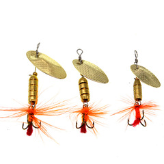 Spinning compound lure 3g-5.5g feather hook worm fake bait fishing gear hand-cranked blade