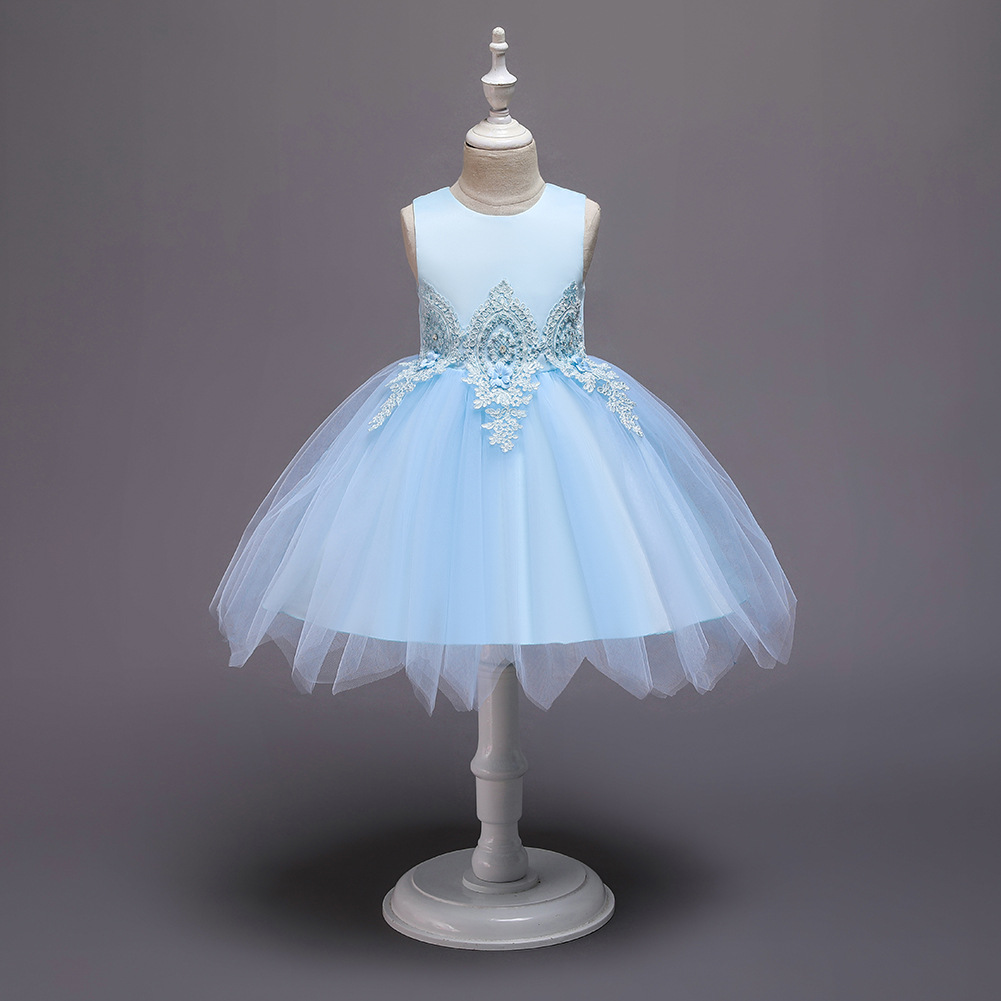 Nuevo Vestido Para Niños Vestido De Princesa Vestido De Novia Para Niñas Vestido De Niña De Las Flores De Hilo Neto Hinchado Con Velo De Lazo display picture 12