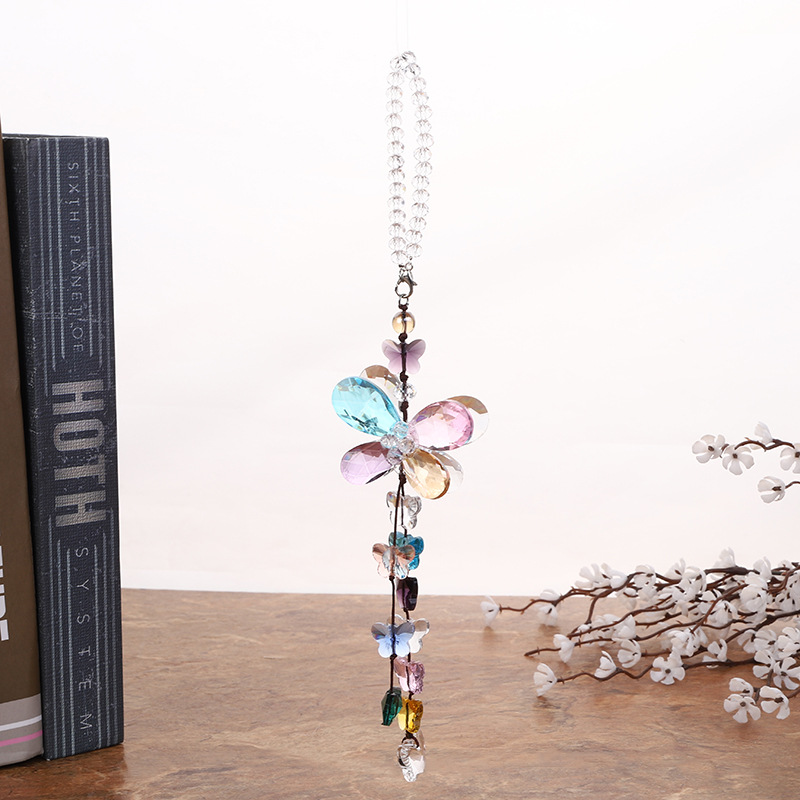 direct deal Colorful crystal butterfly tassels Pendants Rearview Mirror Pendant vehicle Luggage and luggage decorate