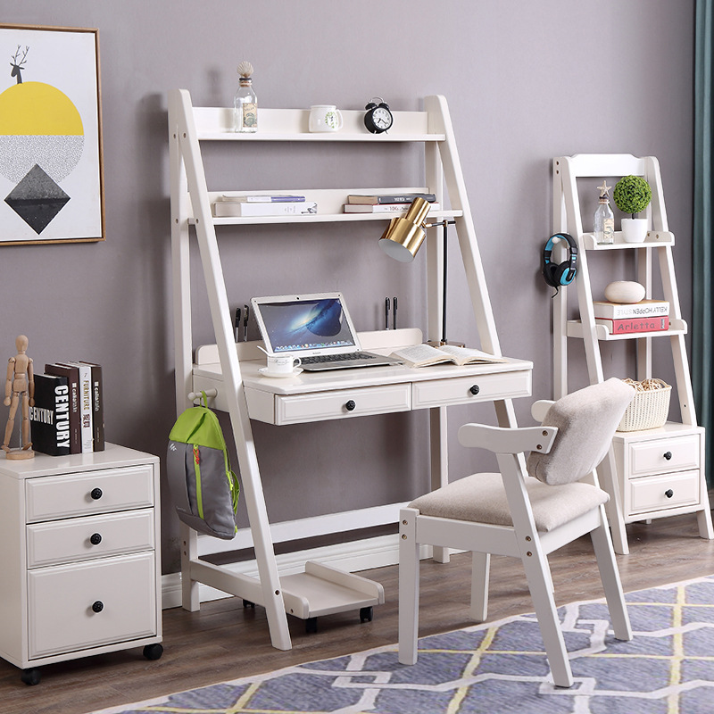 Household elevation Learning table and chair multi -functional integrated student desk, desk, study, computer table with bookshelves sorting and storage table