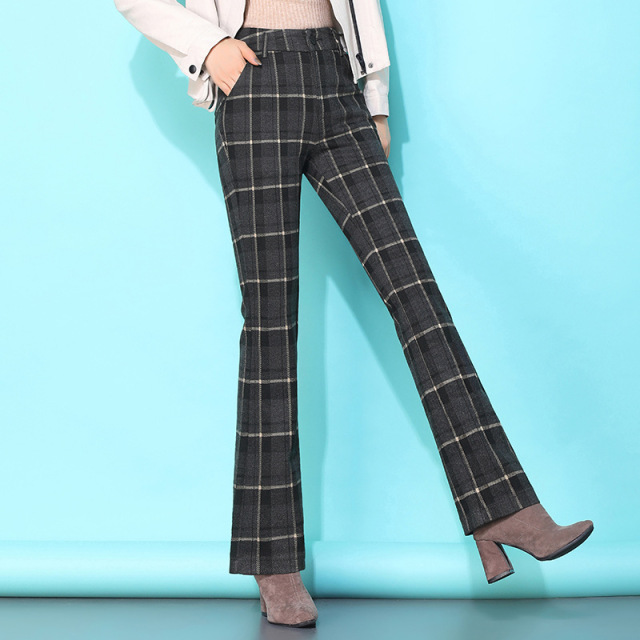 Autumn 2019 new flared pants women’s pants high waist thin drape elastic straight tube trousers casual micro flared pant