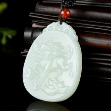 手工雕刻玉石纹路清晰新疆和田玉白玉玉麒麟吊坠男女款挂件
