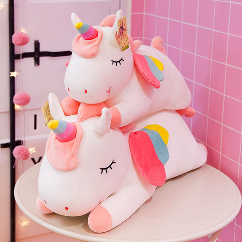 Cross-border Angel Rainbow Unicorn Doll Plush Toy Large Rag Doll Sleeping Pillow Wholesale Gift