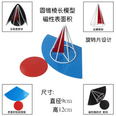 Magnetic cylinder and cone surface area demonstrator Three-dimensional geometry frame model Surface area expansion method
