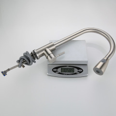 Cross-border 304 stainless steel kitchen pull-out faucet hot and cold mixed water brushed rotatable sink telescopic faucet