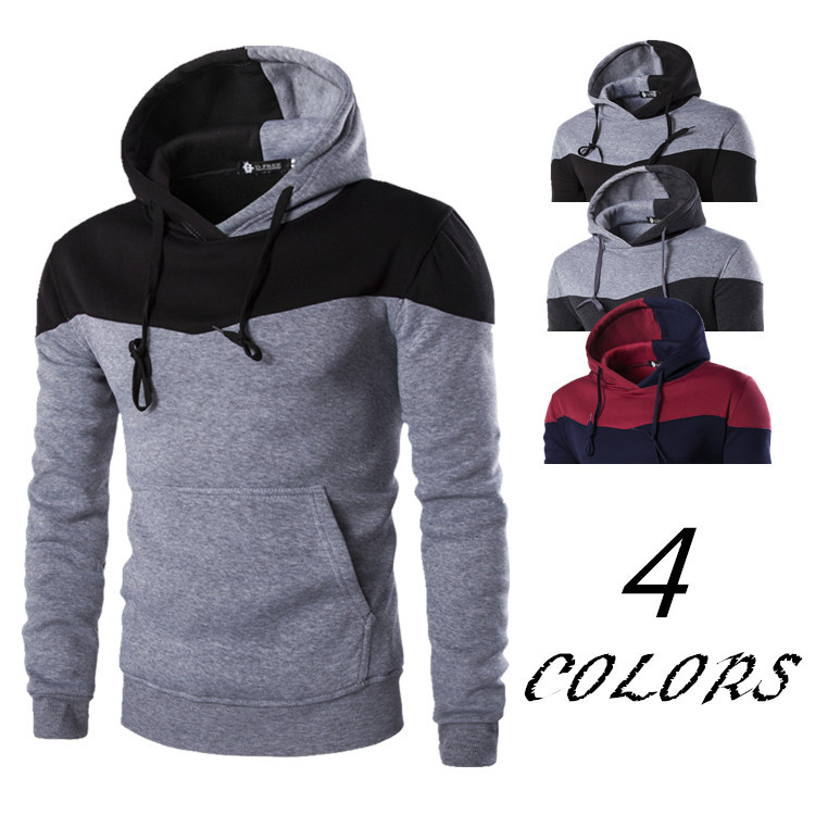 Herrenbekleidung wünschen Herren Casual Sports Farbabstimmung Kapuzenpullover Sweatshirt DW04 echtes Bild_voghion.com