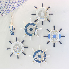 地中海風格創意家居32公分船舵擺件壁掛飾木製舵手掛件工藝裝飾品