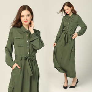 The manufacturer directly provides new women's clothing Korean version slim fitting long sleeve Lapel long coat shirt dr