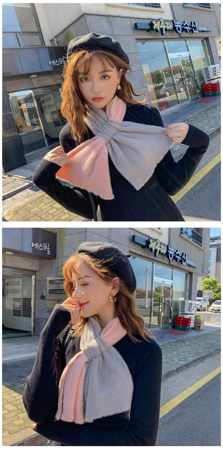 New Two-color Cross Scarf Scarves Long Thick Couple Warm Imitation Mink Shawl display picture 11