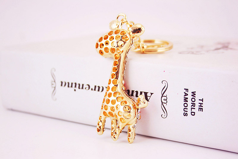 50g Weight Alloy, Metal Material Giraffe Pattern Unisex Gender Pink, Purple, Blue Color  Creative Diamond Crystal Cute Cartoon Cute Giraffe Keychain 9