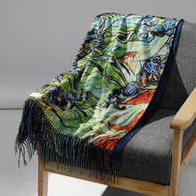 秋冬新款数码印花围巾女仿羊绒油画披肩流苏长巾加厚保暖围巾批发