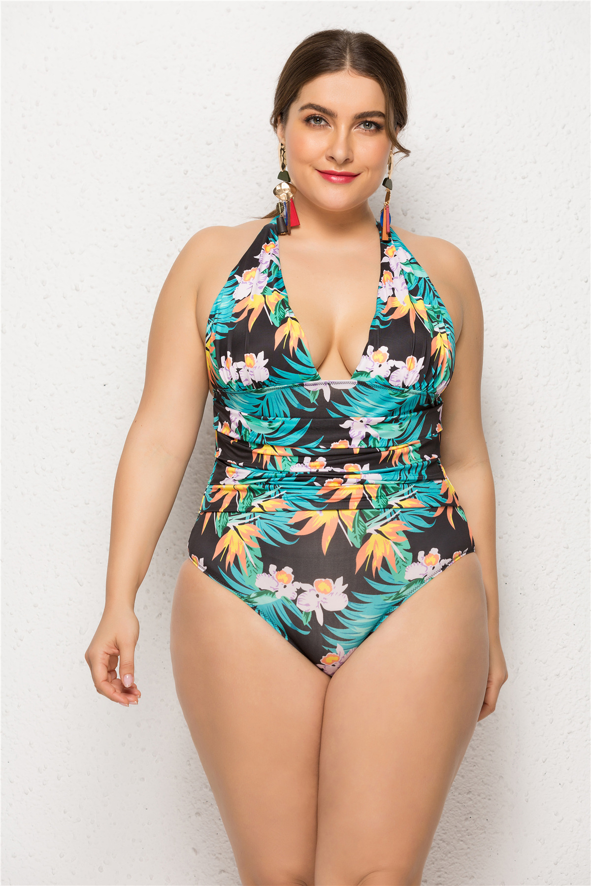 sexy plus size printing one-piece swimsuit   NSLM33265