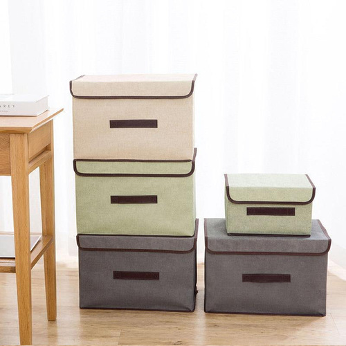 Simple non-woven folding storage box with lid, household fabric storage box, storage box, children's toy organizing box