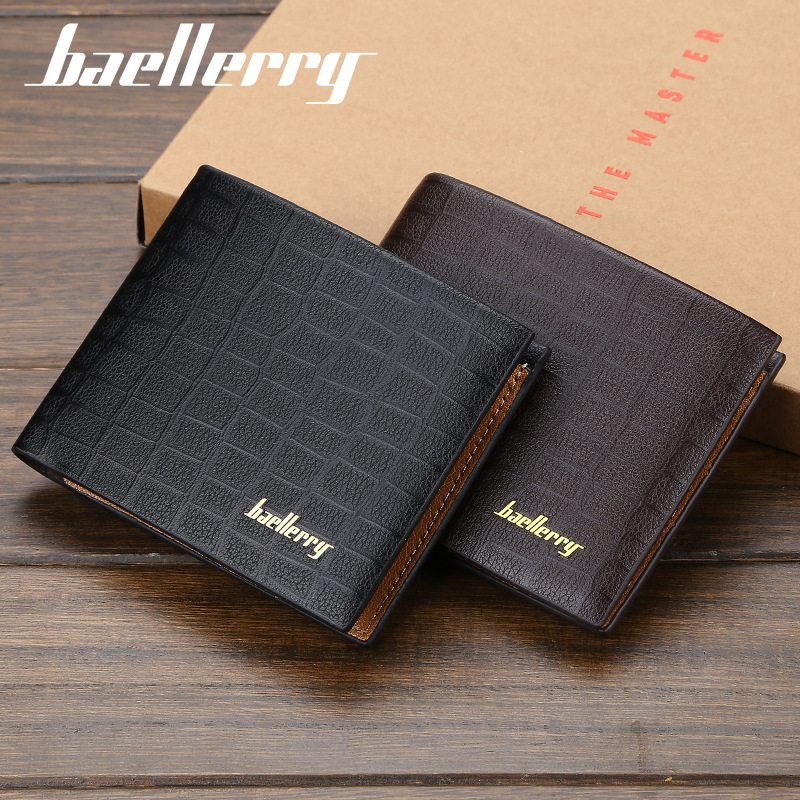 Men'S Short Korean Multi Card Three Fold Fashion Alligator Soft Leather Zero Wallet