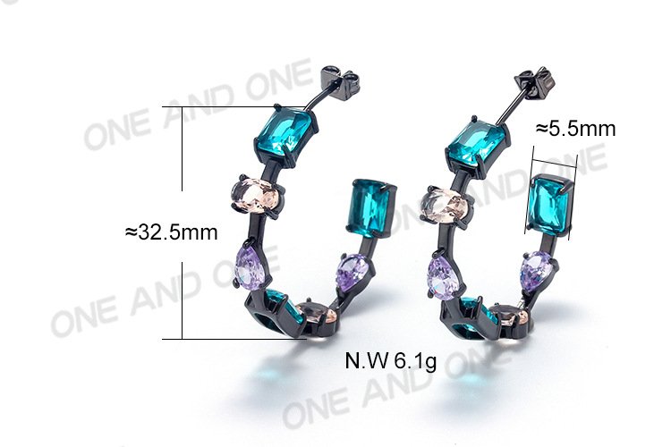 Fashion C-shaped Matching Glass Stone Earrings display picture 1