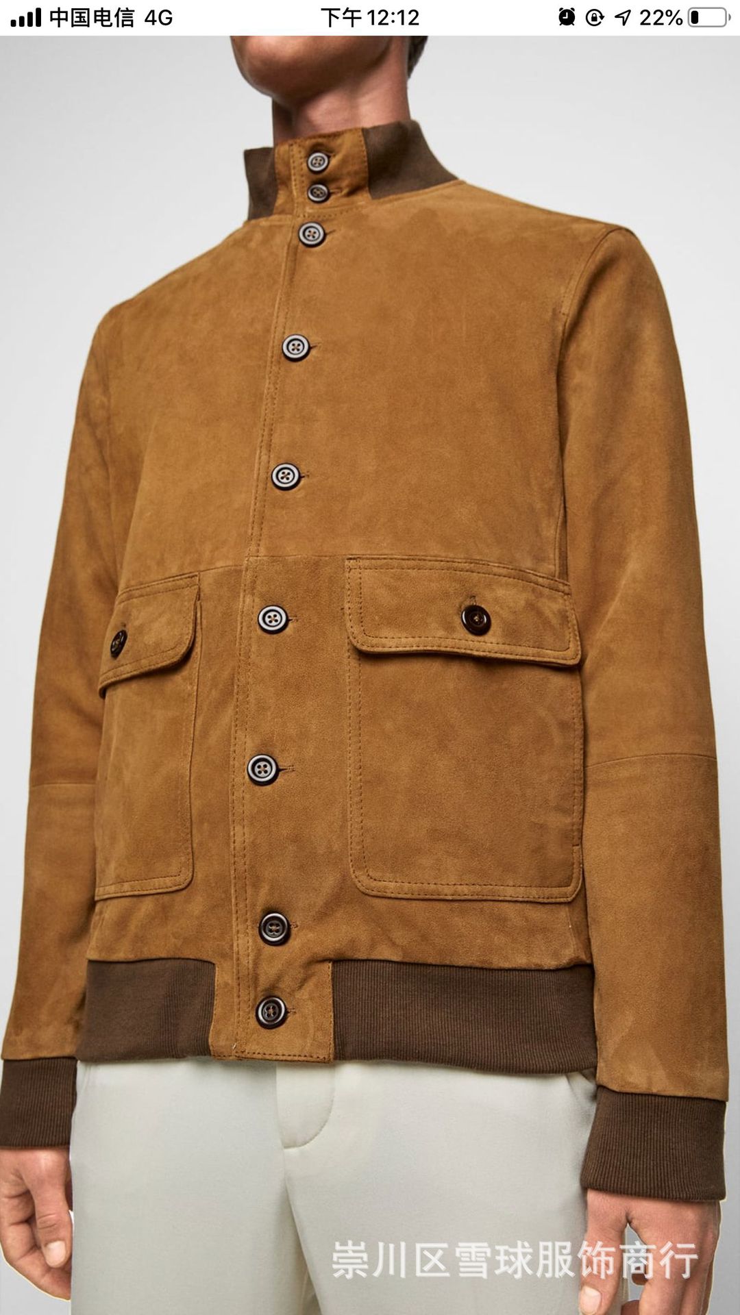 2019秋季新款山羊皮绒面夹克男立领拼接口袋外套修身潮流欧美男装