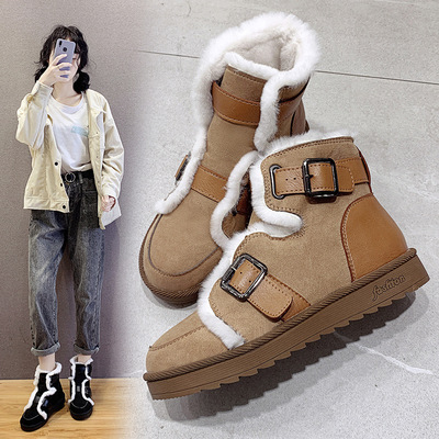雪地靴女短筒2019冬季新款棉鞋加厚防滑短靴户外时尚机车马丁靴子|ms